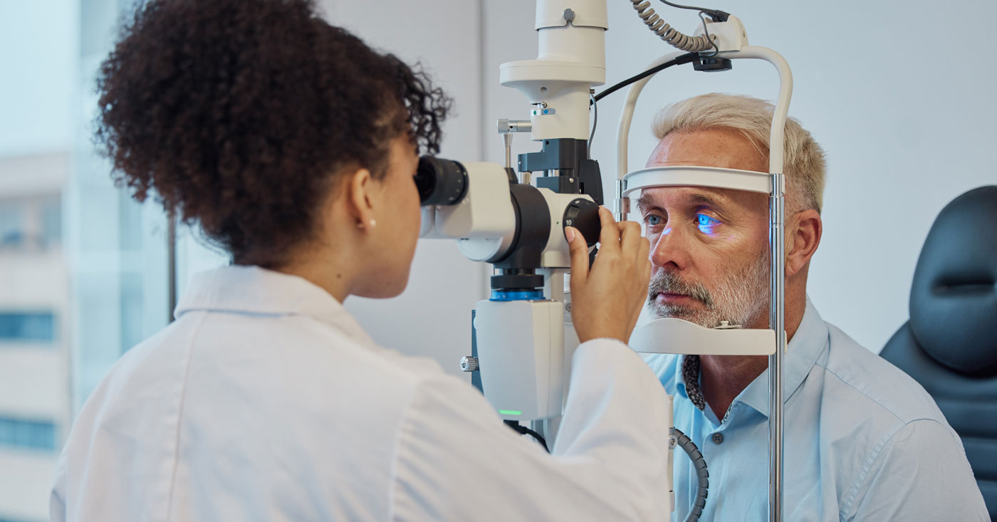 Man receiving eye exam.