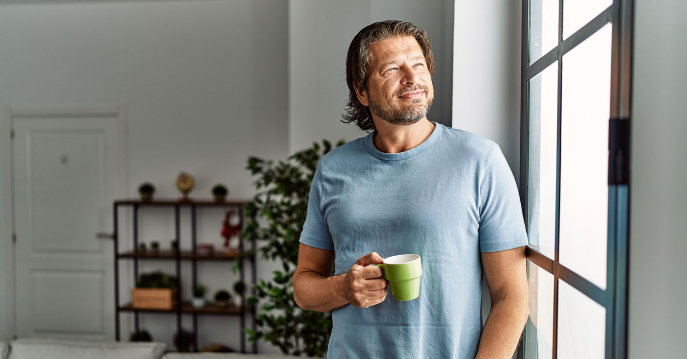 Man smiling.