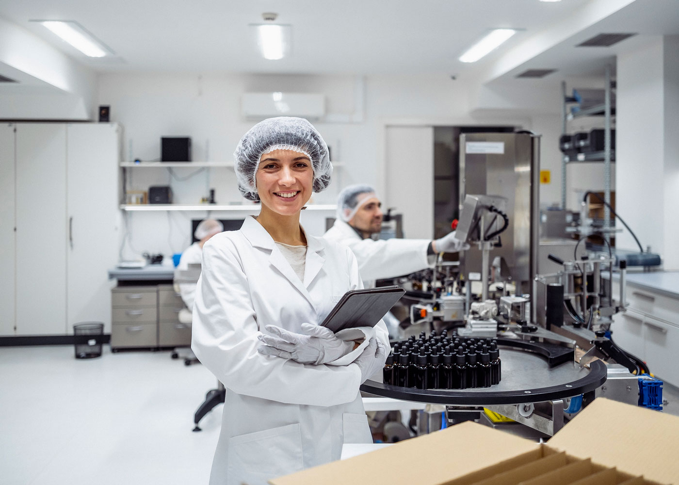Smiling lab worker.